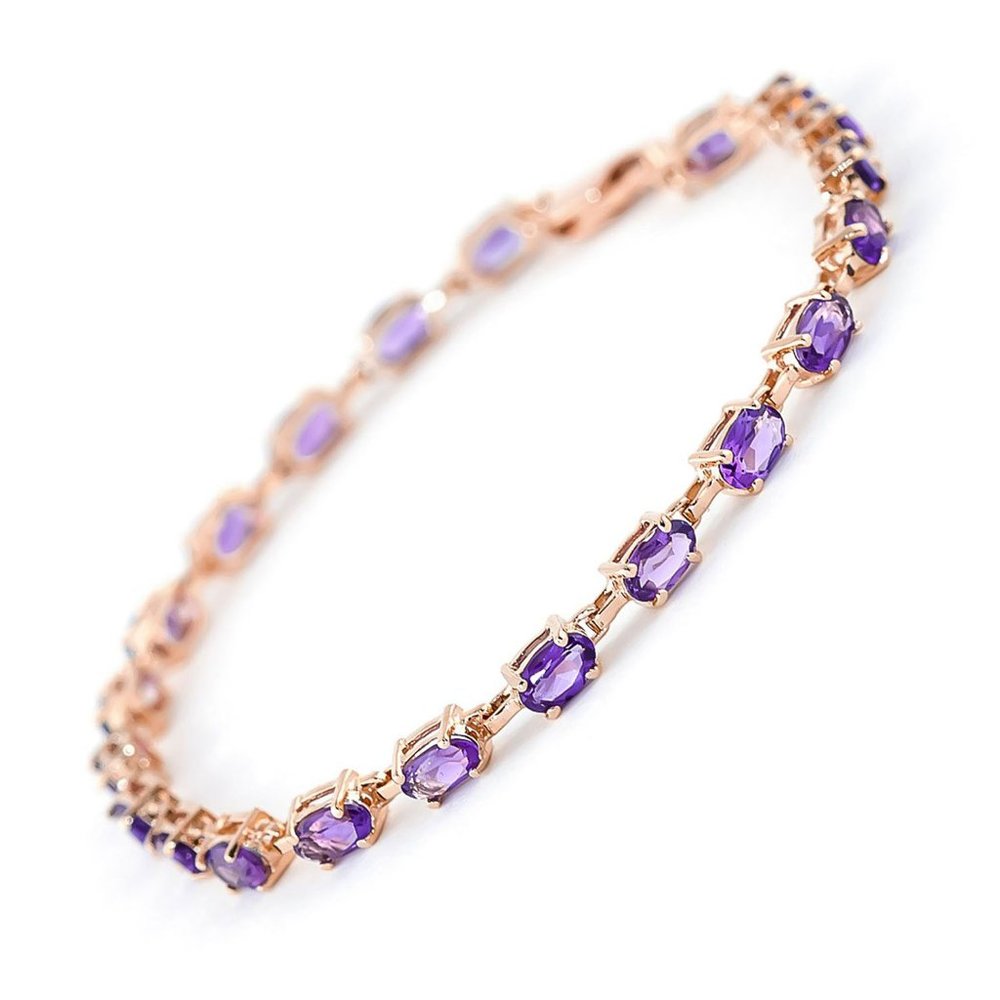 14K. SOLID GOLD TENNIS BRACELET WITH AMETHYST
